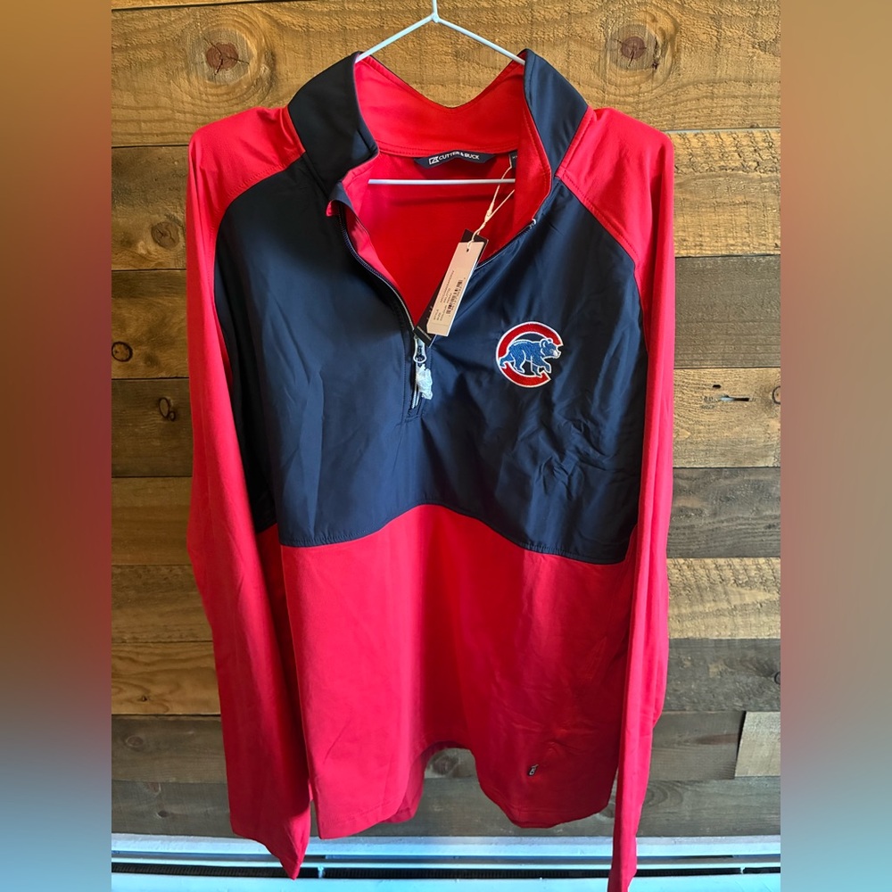 Cutter & Buck Chicago Cubs Red and Black Quarter-Zip Pullover